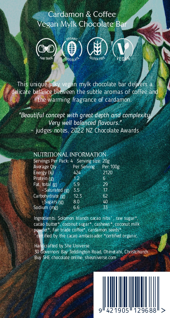 Cardamon & Coffee Mylk Chocolate Bar ❤︎ 80g