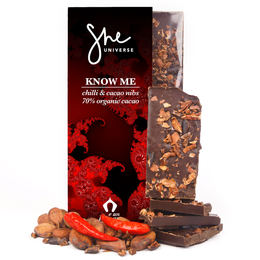 Know Me Bar ❤︎ chilli & cacao nibs 70% 90g